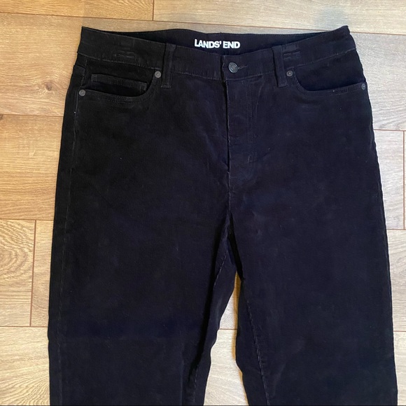 LANDS’ END Black Corduroy Straight Leg Pants Jeans 10 - Picture 4 of 14